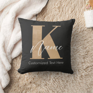 Modern monogrammed initial K & Namn-Personlig Kudde