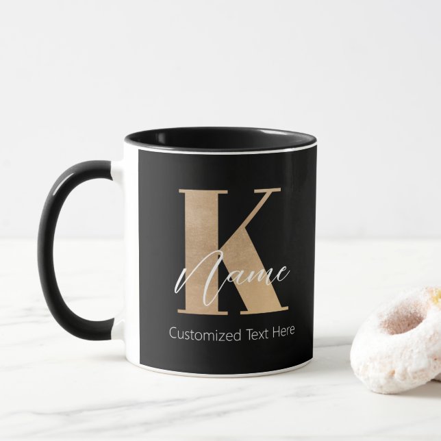 Modern monogrammed initial K & Namn-Personlig Mugg (Med munk)