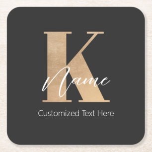 Modern monogrammed initial K & Namn-Personlig Underlägg Papper Kvadrat