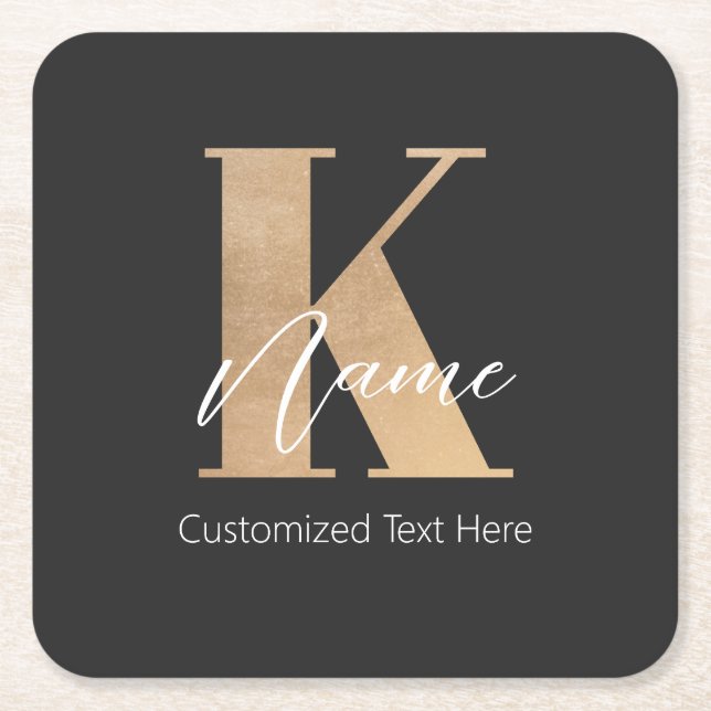 Modern monogrammed initial K & Namn-Personlig Underlägg Papper Kvadrat (Framsidan)