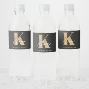 Modern monogrammed initial K & Namn-Personlig Vattenflaskor Etikett