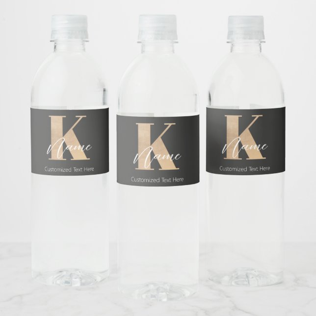 Modern monogrammed initial K & Namn-Personlig Vattenflaskor Etikett (Flaskor)
