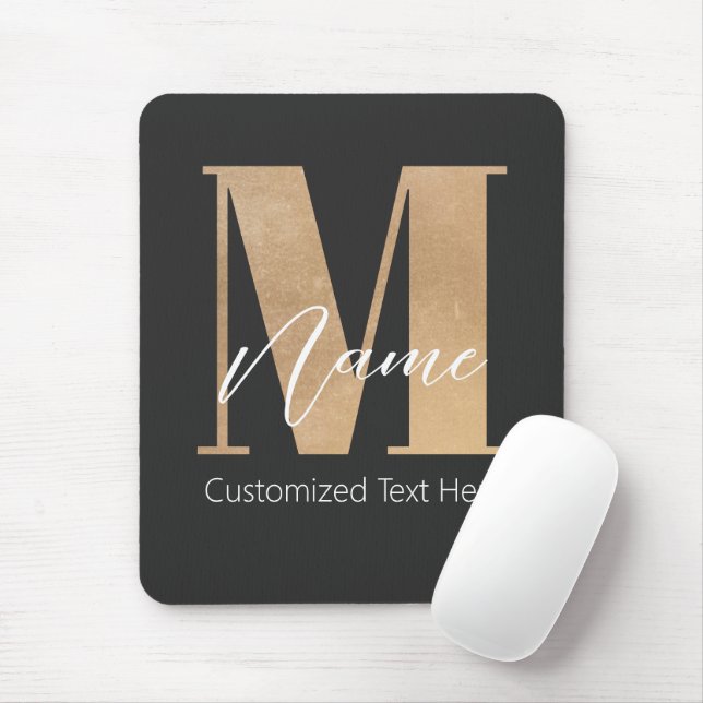 Modern monogrammed initial M & Namn-Personlig Musmatta (Med mus)