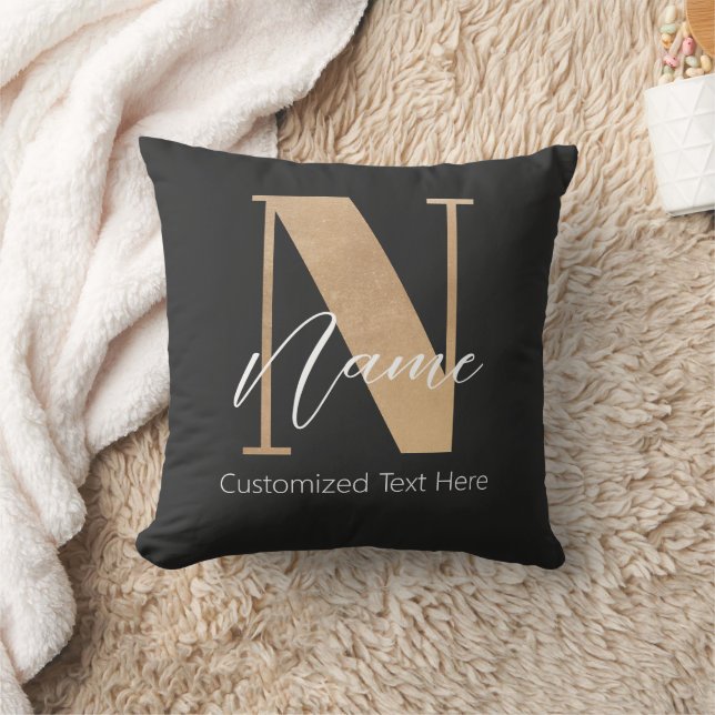 Modern monogrammed initial N & Namn-Personlig Kudde (Filt)
