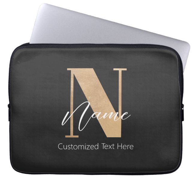 Modern monogrammed initial N & Namn-Personlig Laptop Fodral (Framsidan)