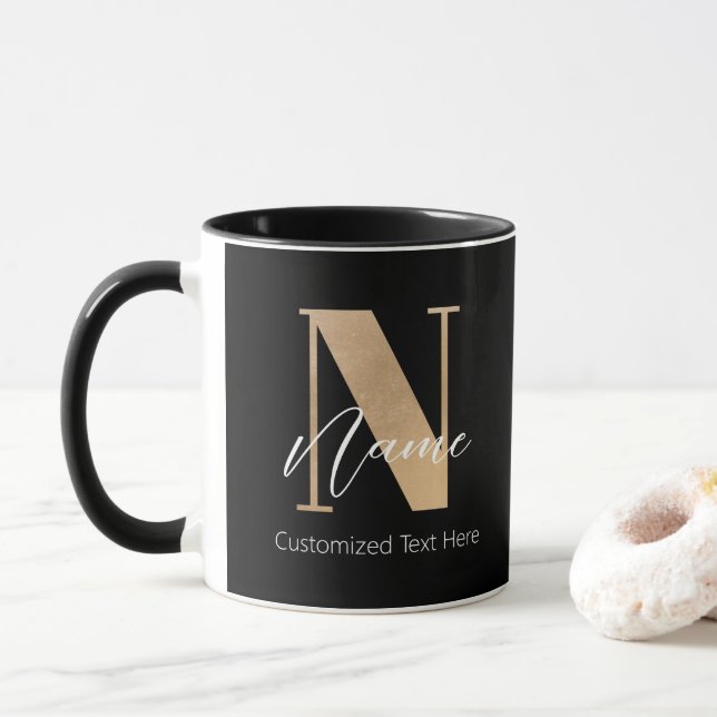 Modern monogrammed initial N & Namn-Personlig Mugg (Med munk)