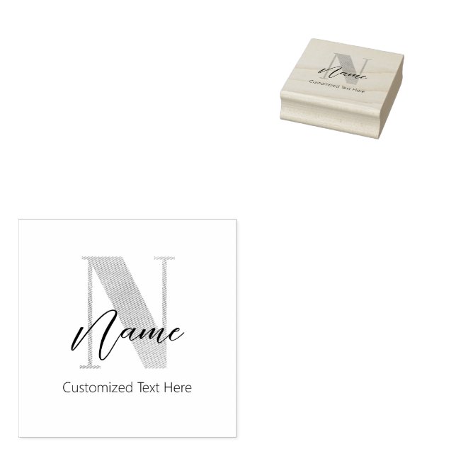 Modern monogrammed initial N & Namn-Personlig Stämpel (Stämplad)