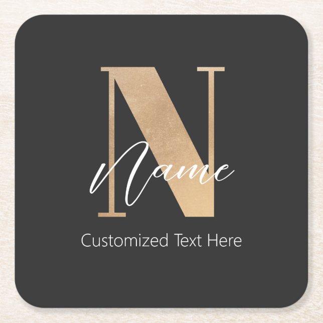 Modern monogrammed initial N & Namn-Personlig Underlägg Papper Kvadrat (Framsidan)