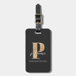 Modern monogrammed initial P & Namn-Personlig Bagagebricka