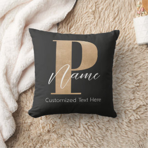 Modern monogrammed initial P & Namn-Personlig Kudde