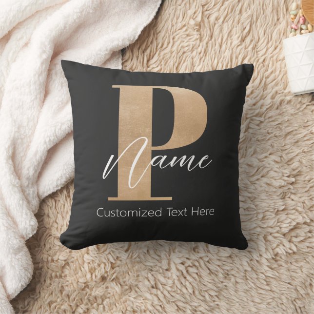 Modern monogrammed initial P & Namn-Personlig Kudde (Filt)