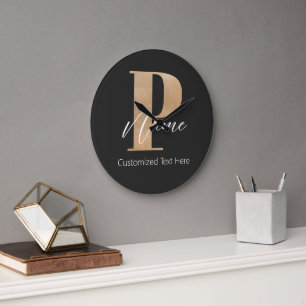 Modern monogrammed initial P & Namn-Personlig Stor Klocka