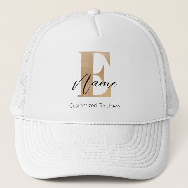 Modern monogrammed initial Personlig E & Namn Keps (Framsida)