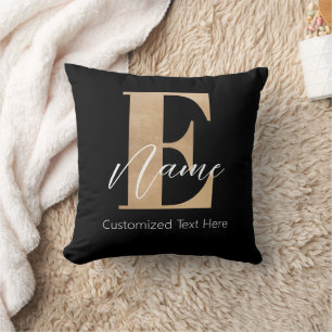 Modern monogrammed initial Personlig E & Namn Kudde