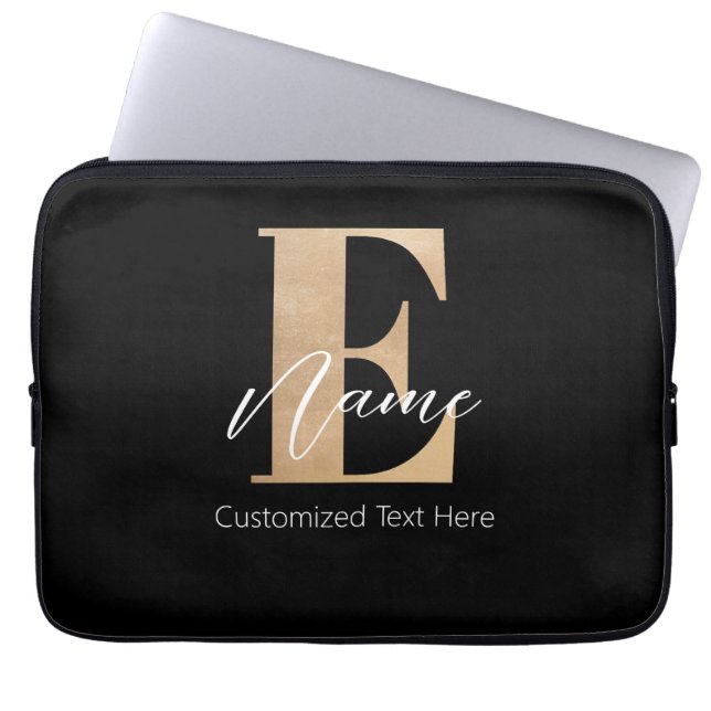 Modern monogrammed initial Personlig E & Namn Laptop Fodral (Framsidan)