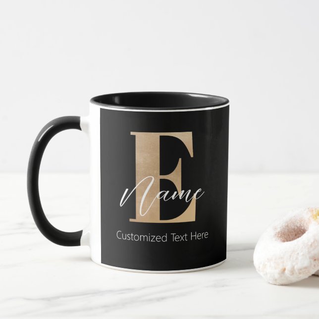 Modern monogrammed initial Personlig E & Namn Mugg (Med munk)