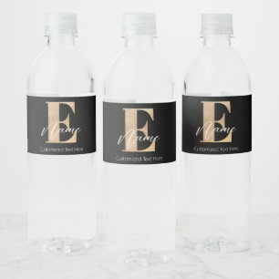 Modern monogrammed initial Personlig E & Namn Vattenflaskor Etikett