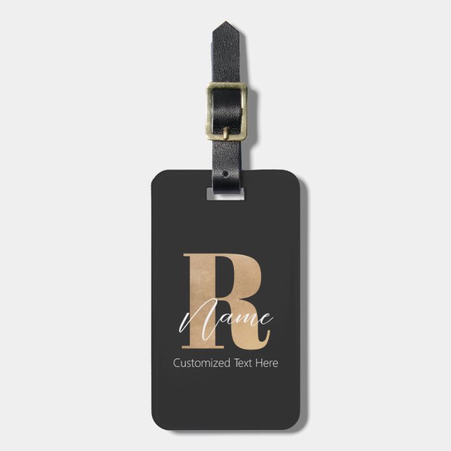 Modern Monogrammed Initial R & Name Personalized Bagagebricka (Vertikal Framsida)