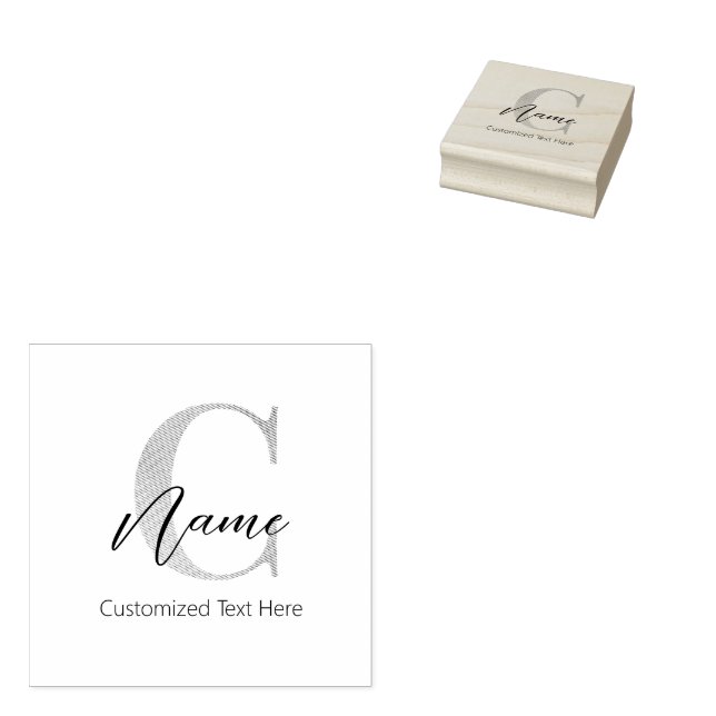 Modern monogrammed inledande C & Namn-Personlig Stämpel (Stämplad)
