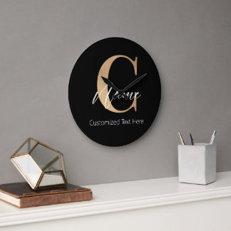 Modern monogrammed inledande C & Namn-Personlig Stor Klocka