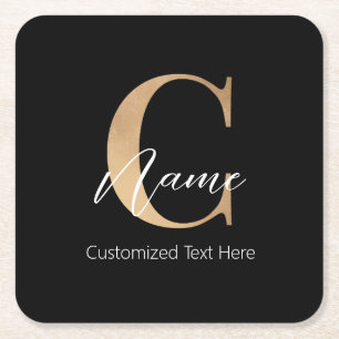 Modern monogrammed inledande C & Namn-Personlig Underlägg Papper Kvadrat