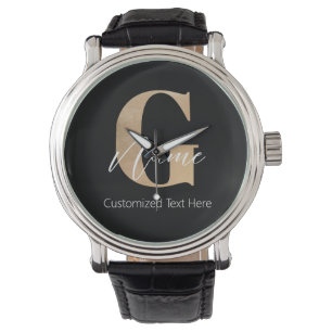 Modern monogrammed inledande G & Namn-Personlig Armbandsur