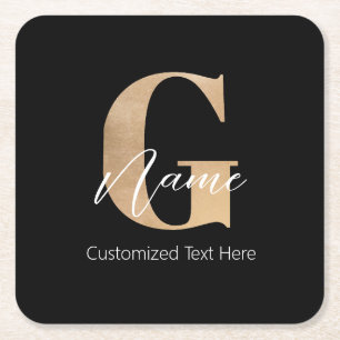 Modern monogrammed inledande G & Namn-Personlig Underlägg Papper Kvadrat