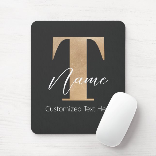 Modern monogrammed inledande T & Namn-Personlig Musmatta (Med mus)