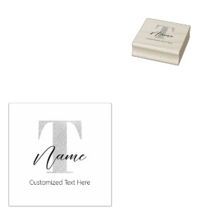 Modern monogrammed inledande T & Namn-Personlig Stämpel