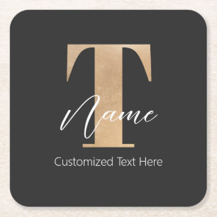 Modern monogrammed inledande T & Namn-Personlig Underlägg Papper Kvadrat