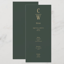 Modern monogrammed meny Oliv grönt Bröllop
