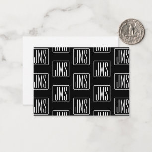 Modern Monogrammed Mönster Svartvitt Anteckningskort
