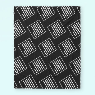 Modern Monogrammed Mönster Svartvitt Fleecefilt