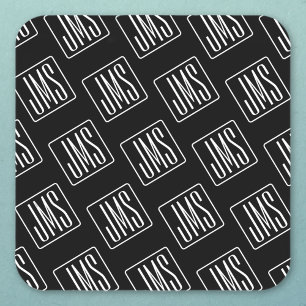 Modern Monogrammed Mönster Svartvitt Fyrkantigt Klistermärke