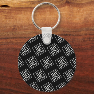 Modern Monogrammed Mönster Svartvitt Nyckelring