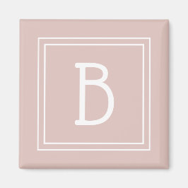 Modern Monogrammed Rosa & White Initial Magnet