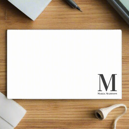 Modern monogrammed svart och vit inledande Namn Post-it Block