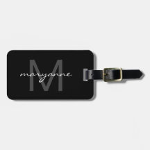 Modern Monogrammed svartgråttvit märka med sina