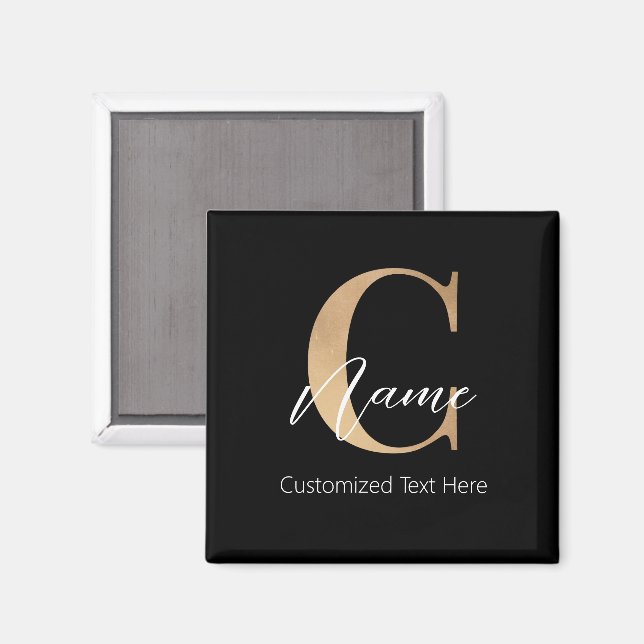 Modern monogrammed ursprunglig C & Namn Personal Magnet (Front/Back)