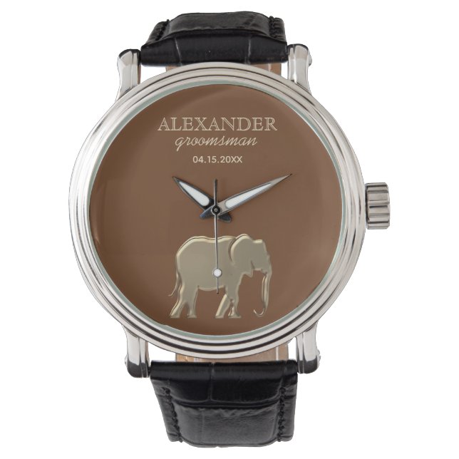Modern Monogrammerad Guldbröllopsgäst Armbandsur (Framsida)
