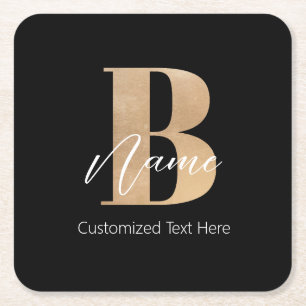 Modern Monogrammerad Initial B & Namn Personlig Underlägg Papper Kvadrat