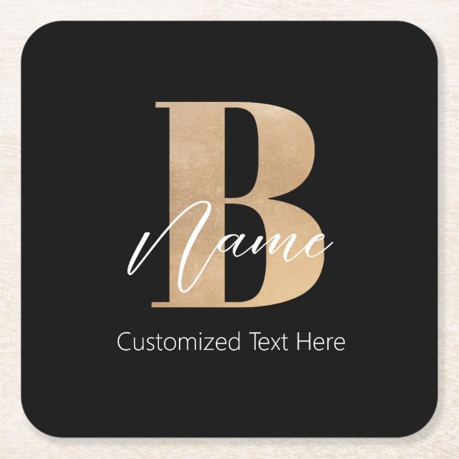 Modern Monogrammerad Initial B & Namn Personlig Underlägg Papper Kvadrat (Framsidan)