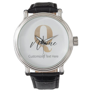 Modern Monogrammerad Initial Q & Namn Personlig Armbandsur