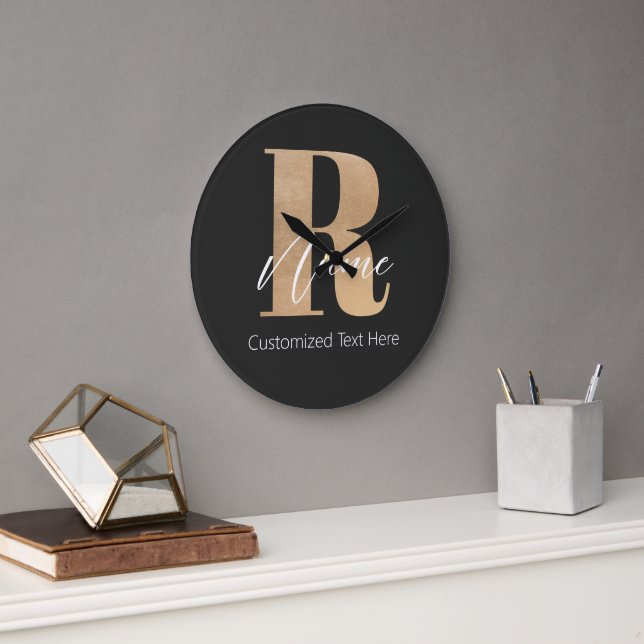 Modern Monogrammerad Initial R & Namn Personlig Stor Klocka (Kontor)