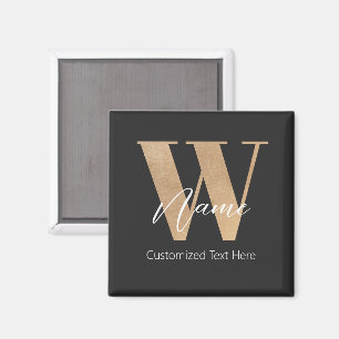 Modern Monogrammerad Initial W & Namn Personligt Magnet