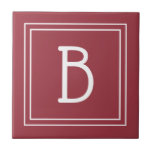 Modern Monogrammerad Mörkröd & Vit Initial Kakelplatta<br><div class="desc">Modern & Stylisk personlig monogram lades till dekorativ chic enkel stildesign kakel i mörkröd och vit. Bra presentidé! Anpassa enkelt med designverktyg för att göra det till ditt eget! Kontakta mig på beachpausedesigns@gmail.com om du behöver hjälp eller har frågor om detta eller någon av våra designer. Andra designalternativ och färger...</div>