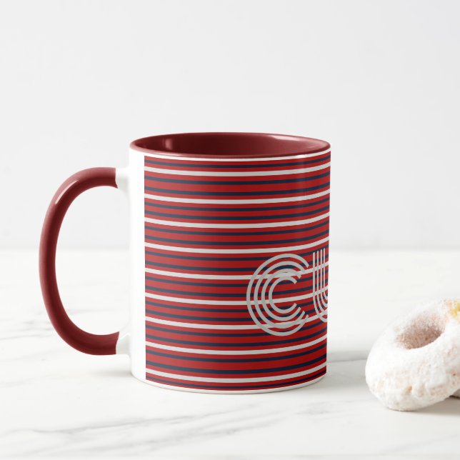 Modern Monogrammerad Randig  Mugg (Med munk)