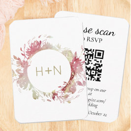 Modern monogrammets OSA för Rosa med QR-kod Tilläggskort