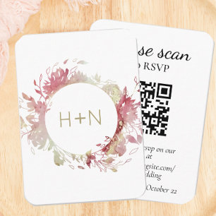 Modern monogrammets OSA för Rosa med QR-kod Tilläggskort