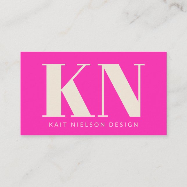 Modern monogrammografi - Shock rosa för djärv Prof Visitkort (Framsida)